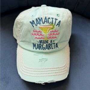 Mamacita Needs A Margarita Embroidered Distressed Hat KBETHOS NWOT